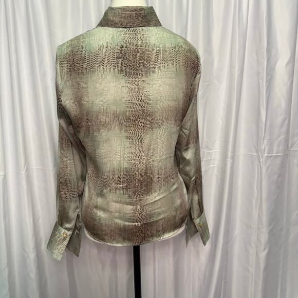 Kasper Petite 6P Blouse Abstract Dot Print Button-Up Shirt - Picture 2 of 10